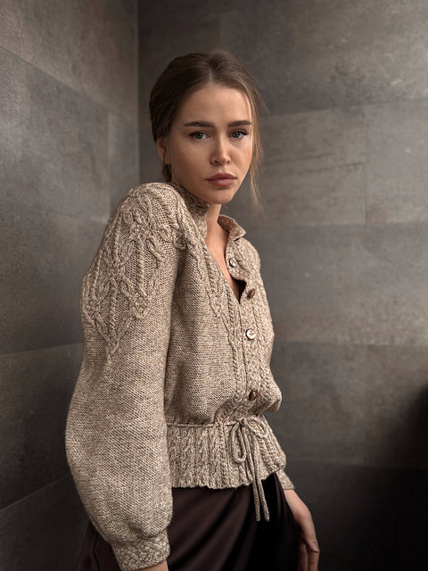 Peplum Cable Cardigan Knitting Pattern