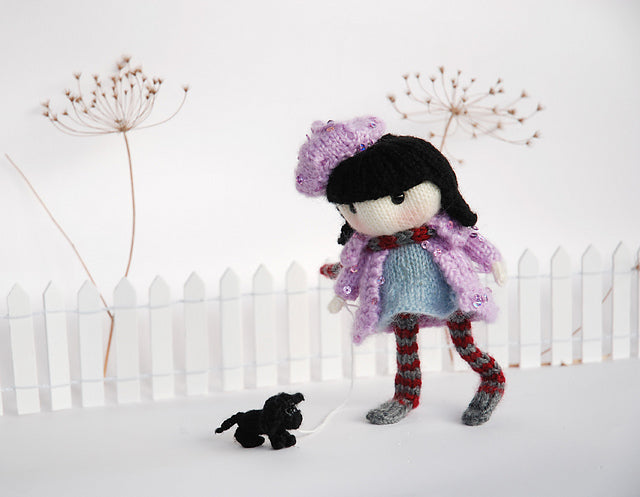 Doll and her dog Knitting Pattern