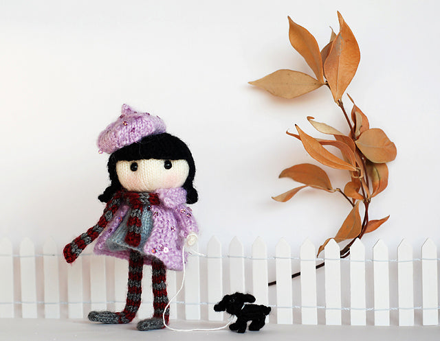 Doll and her dog Knitting Pattern