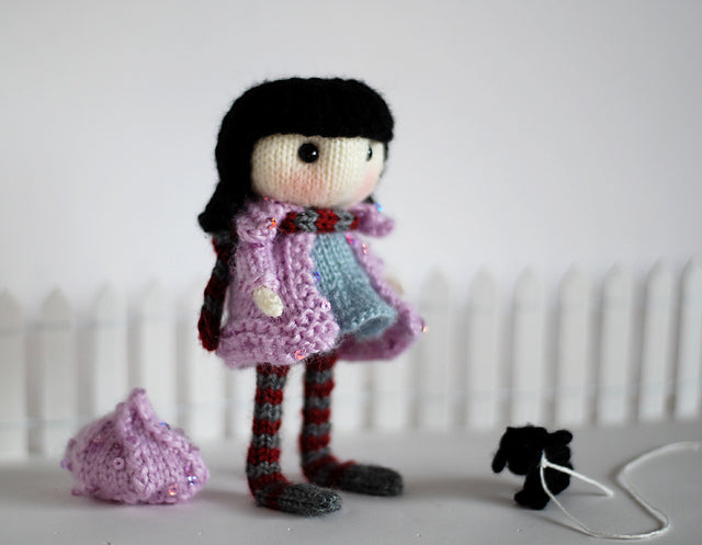 Doll and her dog Knitting Pattern