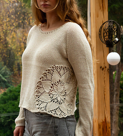 Eyelet Raglan Sweater Knitting Pattern