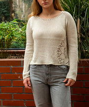 Eyelet Raglan Sweater Knitting Pattern