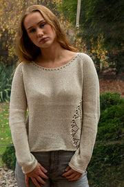 Eyelet Raglan Sweater Knitting Pattern