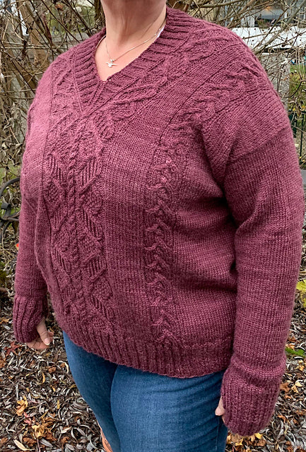 Cable V Neck Sweater Knitting Pattern