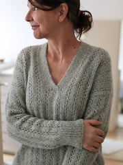 Lace V-Neck Sweater Knitting Pattern
