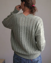 Lace V-Neck Sweater Knitting Pattern
