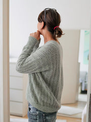 Lace V-Neck Sweater Knitting Pattern