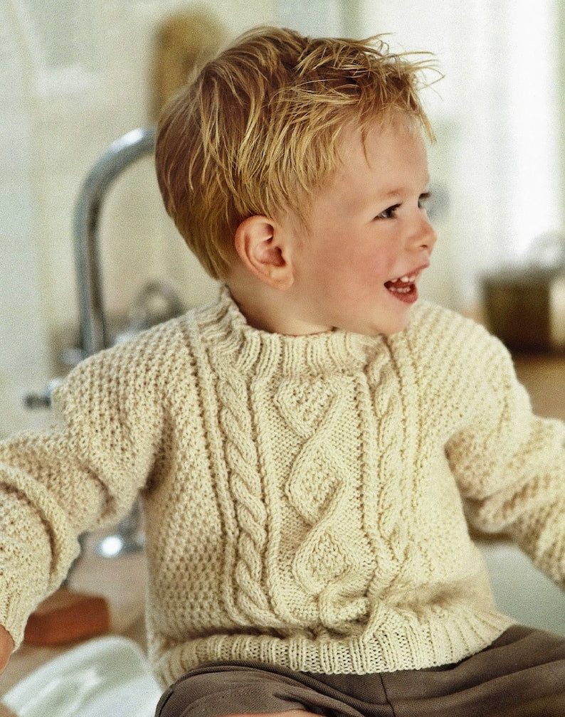 Kids Cable Sweater Knitting Pattern