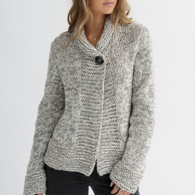 Chunky Buttoned Cardigan Knitting Pattern