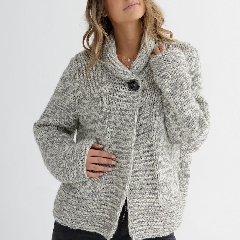Chunky Buttoned Cardigan Knitting Pattern