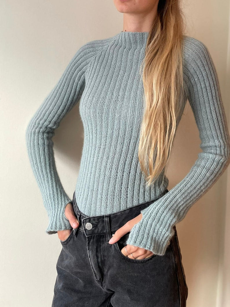 Fitted Rib Sweater Knitting Pattern