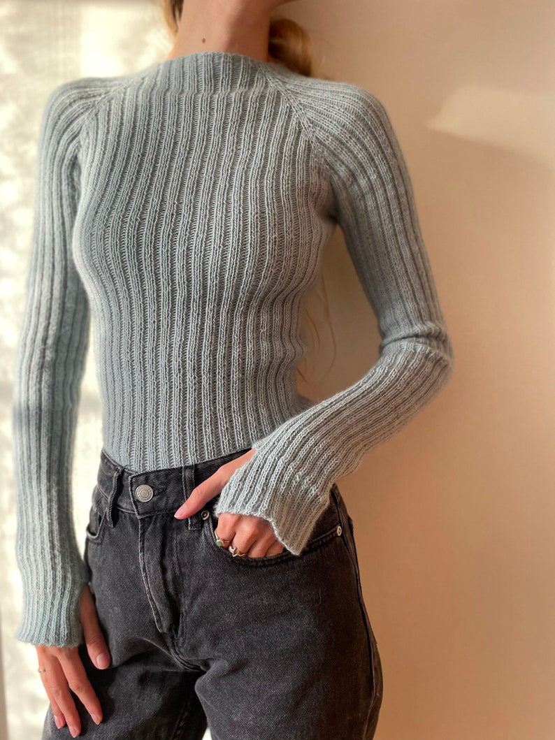 Fitted Rib Sweater Knitting Pattern