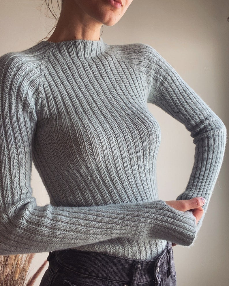Fitted Rib Sweater Knitting Pattern