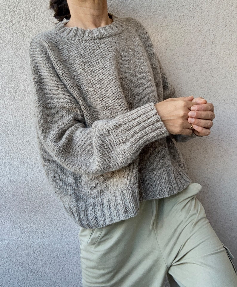Oversized Crewneck Sweater Knitting Pattern