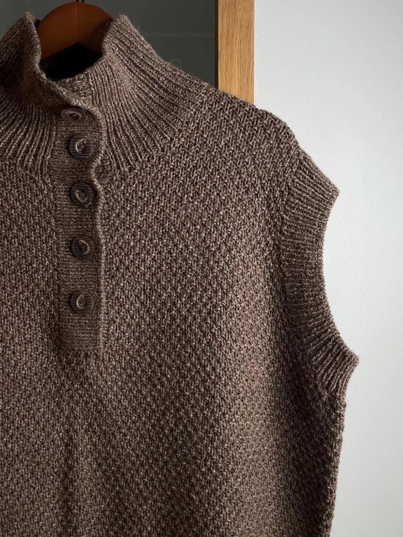 High Collar Vest Knitting Pattern