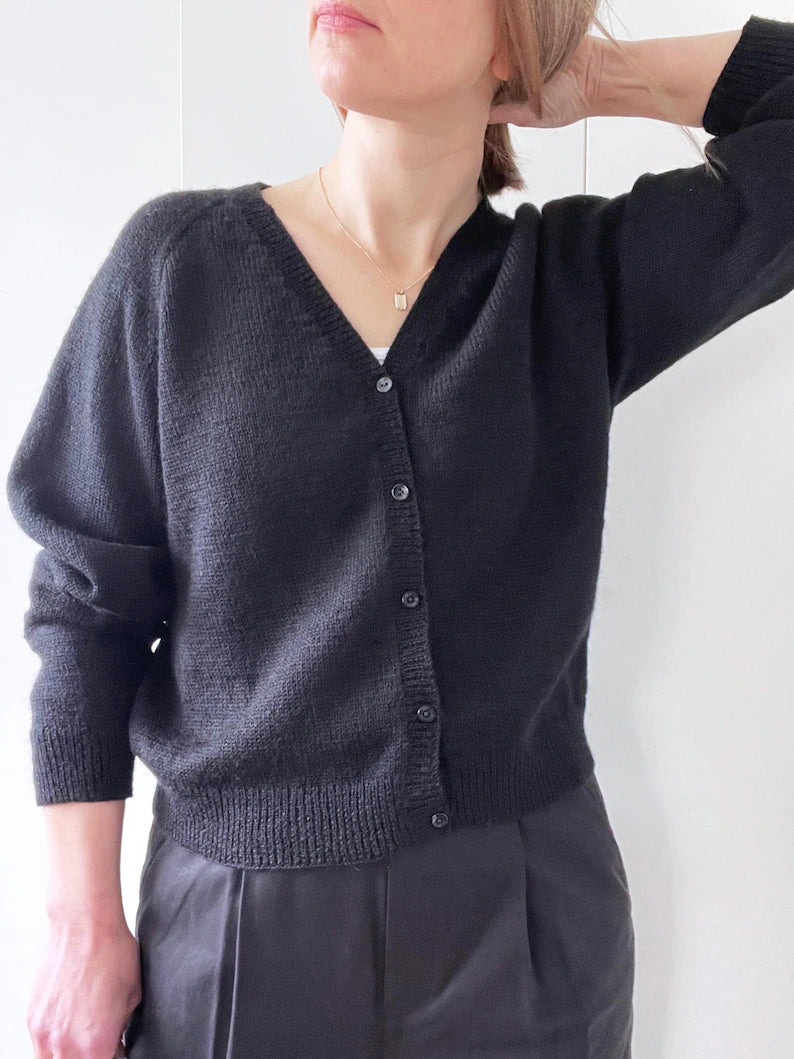 Basic V-Neck Cardigan Knitting Pattern