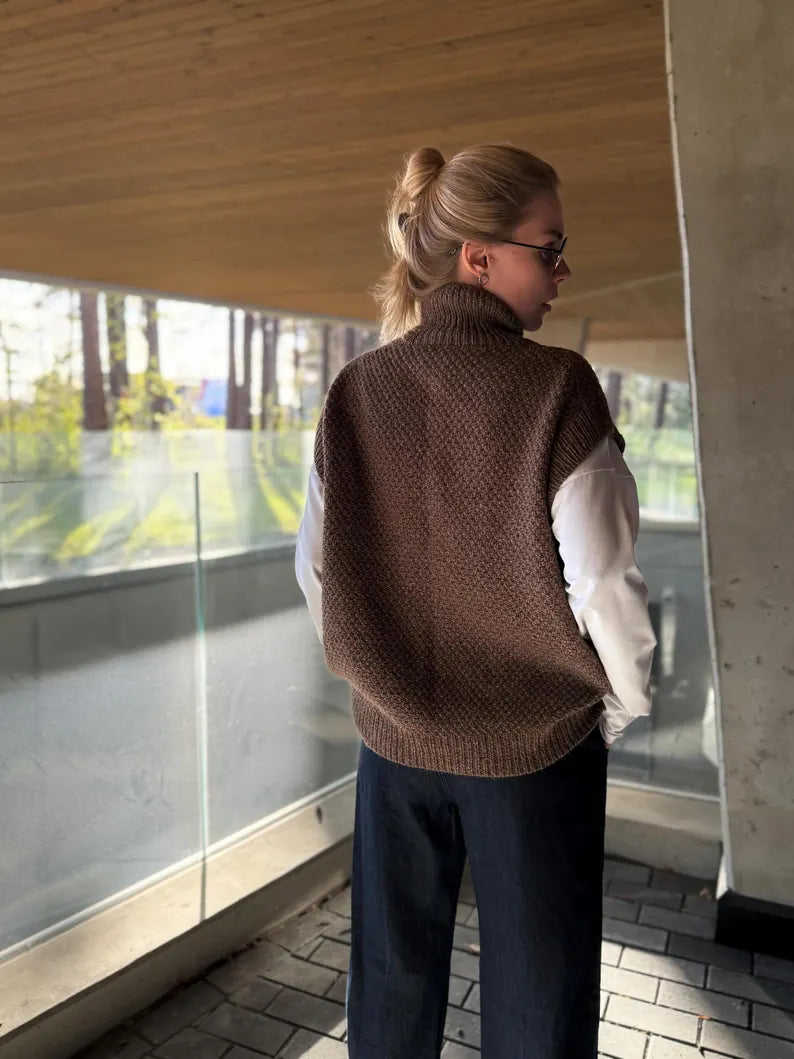 High Collar Vest Knitting Pattern