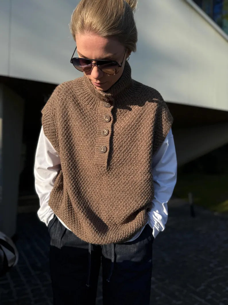 High Collar Vest Knitting Pattern