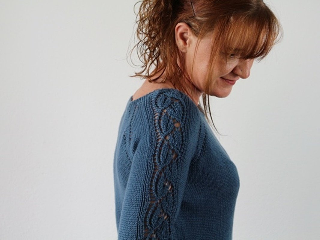 Lace Sleeve Raglan Sweater Knitting Pattern