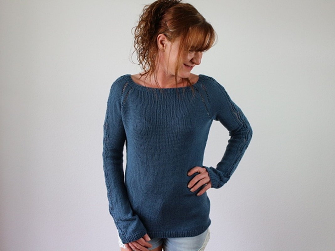 Lace Sleeve Raglan Sweater Knitting Pattern