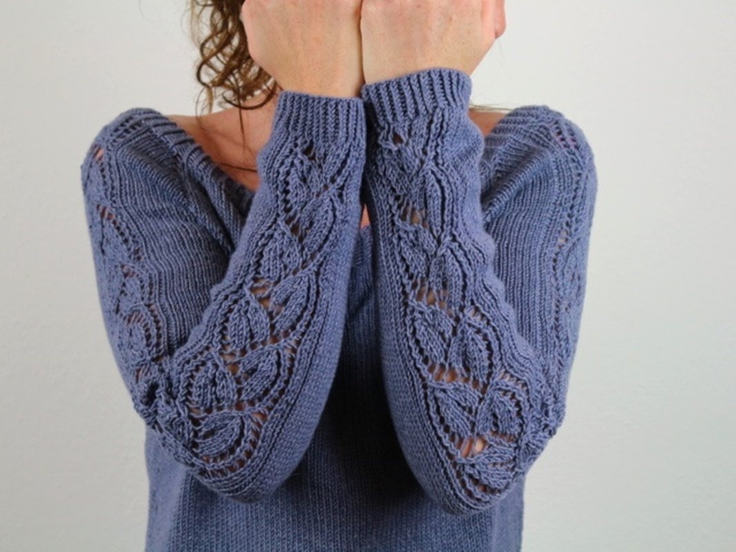 Lace Sleeve Raglan Sweater Knitting Pattern