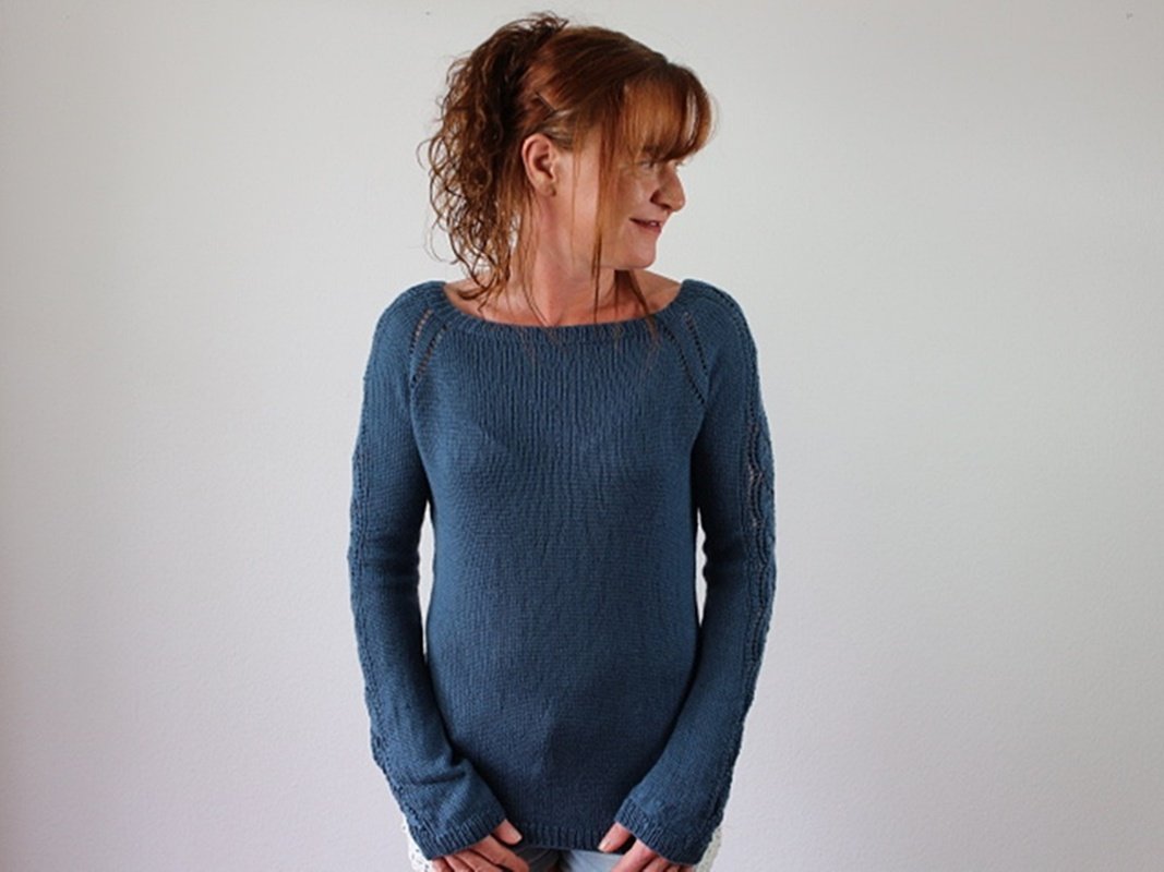 Lace Sleeve Raglan Sweater Knitting Pattern
