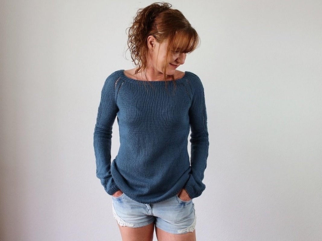 Lace Sleeve Raglan Sweater Knitting Pattern