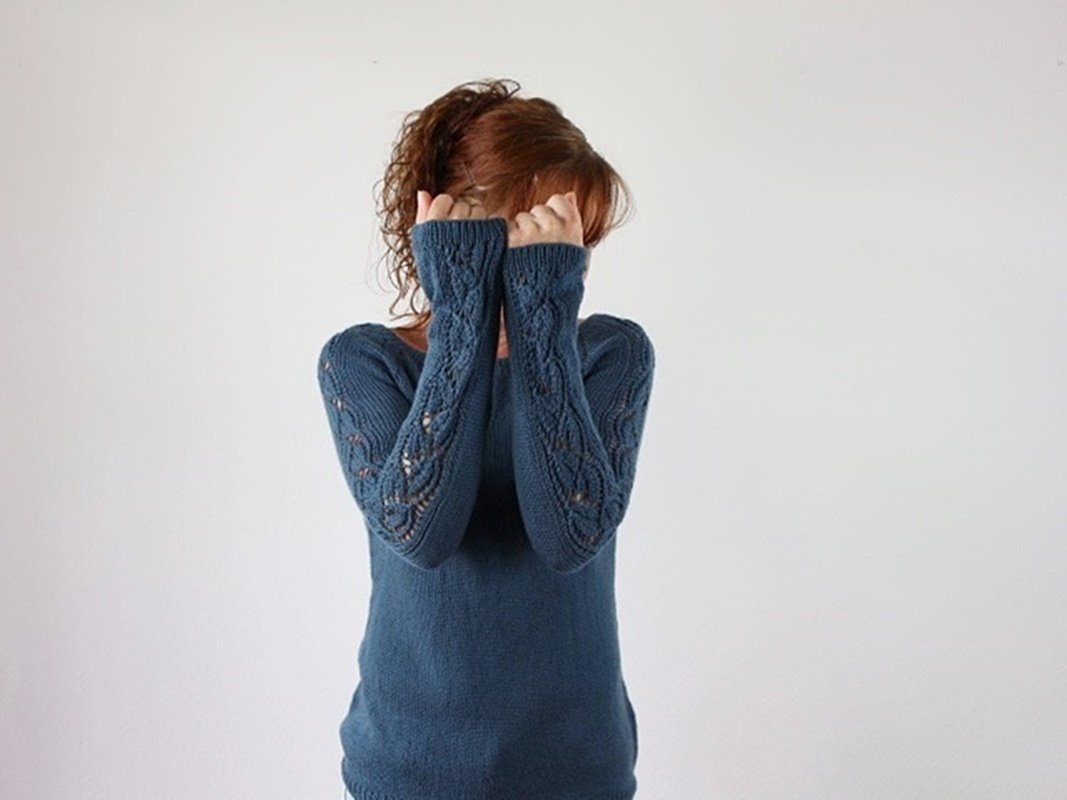Lace Sleeve Raglan Sweater Knitting Pattern