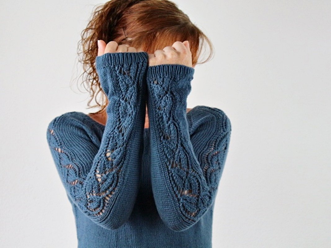 Lace Sleeve Raglan Sweater Knitting Pattern