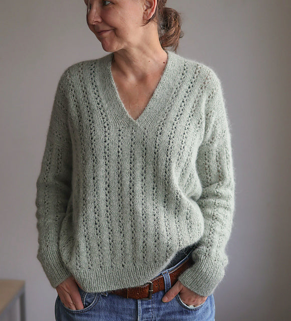 Lace V-Neck Sweater Knitting Pattern
