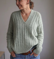 Lace V-Neck Sweater Knitting Pattern
