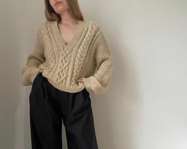 Boxy Cable Sweater Knitting Pattern