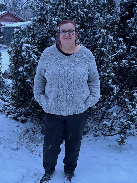 Cable V Neck Sweater Knitting Pattern